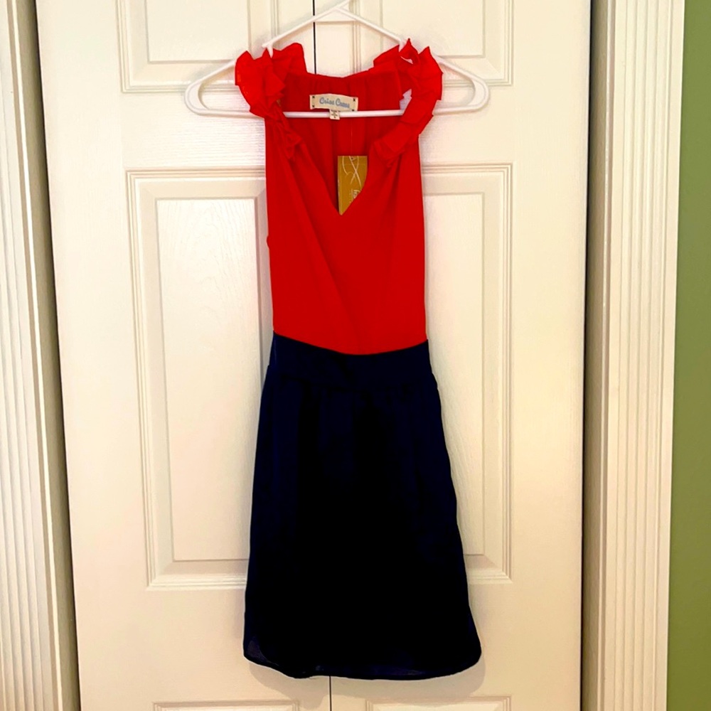 Francesca’s Criss Cross Ruffle Dress Size Small